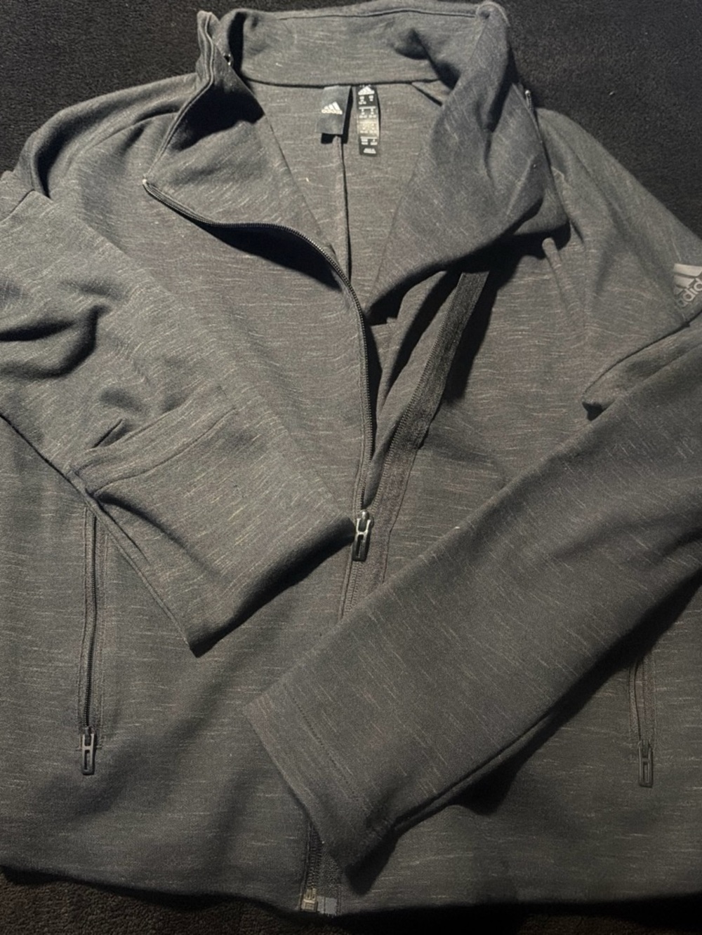 adidas Men's Dark Heather Gray Full-Zip Sweater Jacket